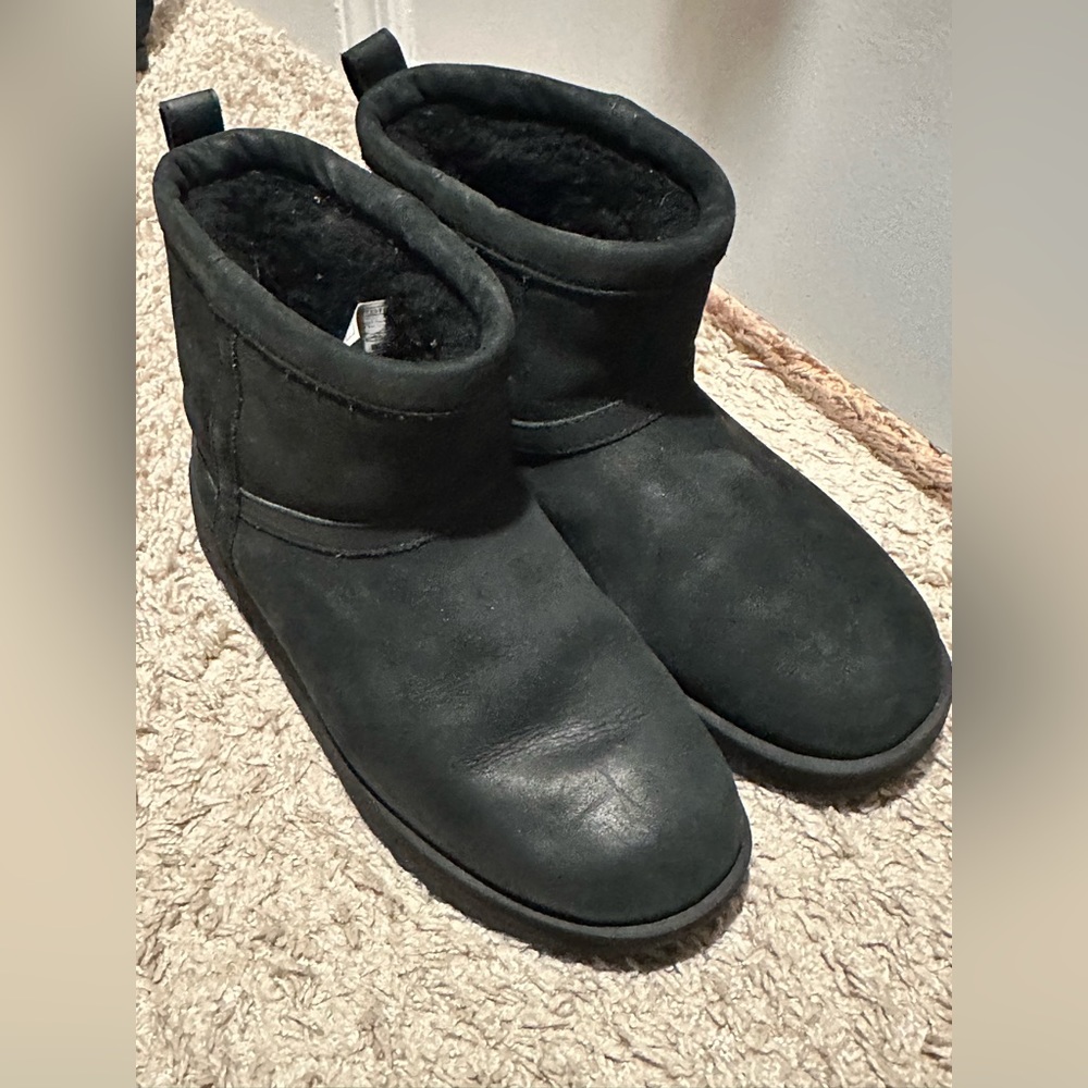 UGG Classic Mini Leather Waterproof Boots Black
